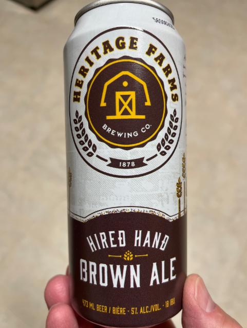 Hired Hand Brown Ale, Heritage Farms Brewing Co