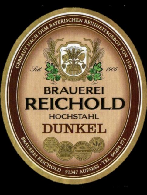 Hochstahl Dunkel 5.2%, Brauerei Reichold, Germany