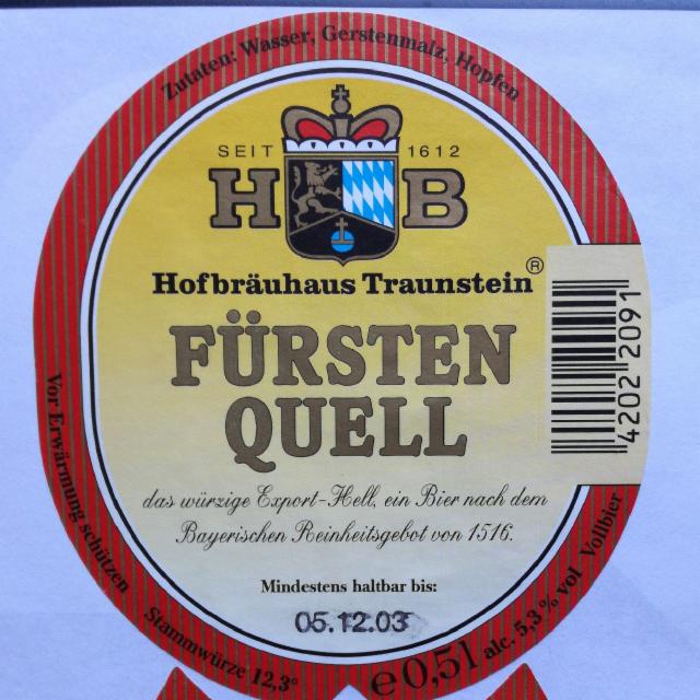 Fürstenquell 5.3%, Hofbräuhaus Traunstein, Germany