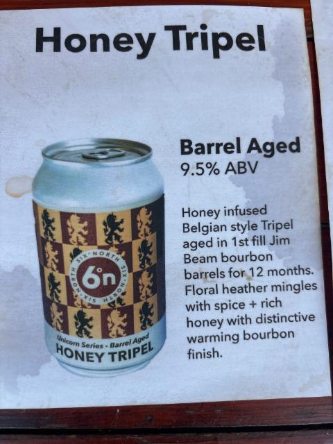 Honey tripel 9.5%, Six° North Brewery, Scotland