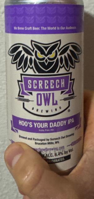 Hoo's your daddy ipa 6.4%, Screech owl brewing, United States