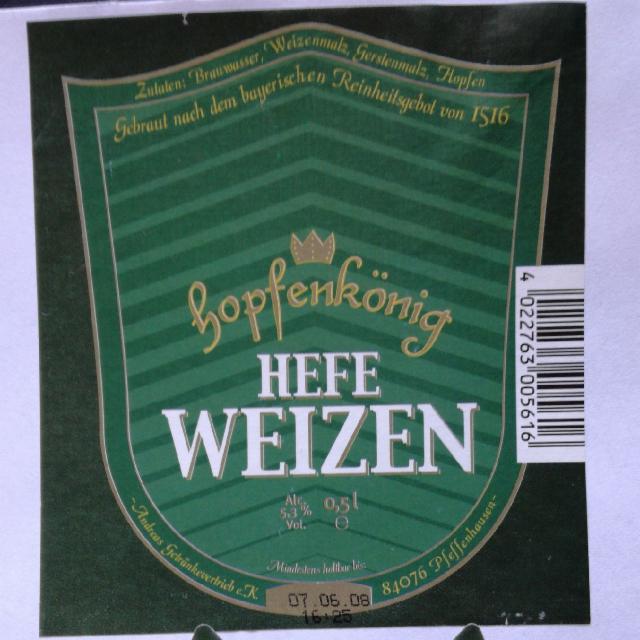 Hopfenkönig Hefe Weizen, Andreas Getränkevertrieb Pfeffenhausen