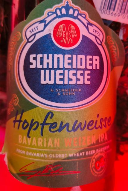 Hopfenweisse Bavarian Weizen IPA TAP5 8.2%, Schneider Weisse G. Schneider & Sohn, Germany