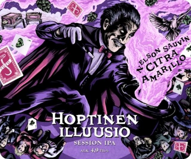 Hoptinen Illuusio: Nelson Sauvin, Citra, Amarillo 4.9%, Panimoyhtiö Tuju, Finland