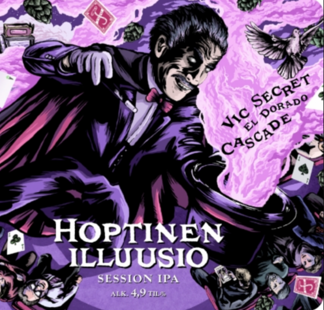 Hoptinen Illuusio: Vic Secret, El Dorado, Cascade 4.9%, Panimoyhtiö Tuju, Finland