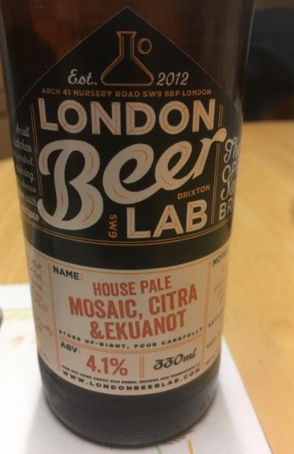 House Pale Mosaic Citra & Eluanot 4.1%, London Beer Lab, England
