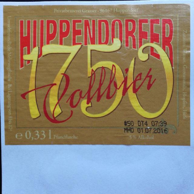 Huppendorfer 1750 Vollbier 5.0%, Brauerei Gasthof Grasser, Germany