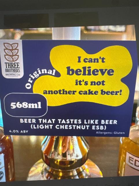 I Can't Believe It's Not Another Cake Beer - Light Chestnut ESB, Three Brothers Brewing Co