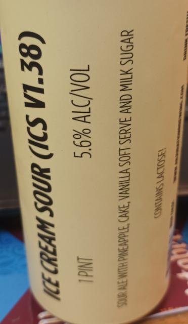 ice cream sour (ics v1.38) 5.6%, Abjuration Brewery, United States
