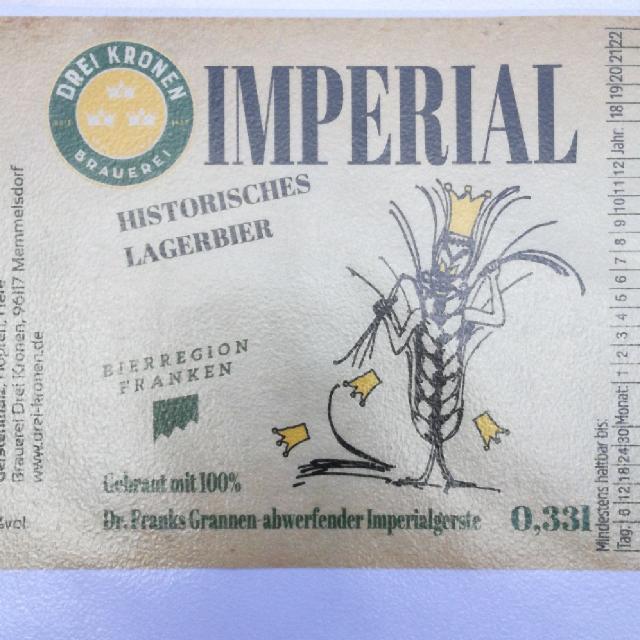 Imperial Historisches Lager Bier 5.2%, Brauerei Drei Kronen Memmelsdorf, Germany