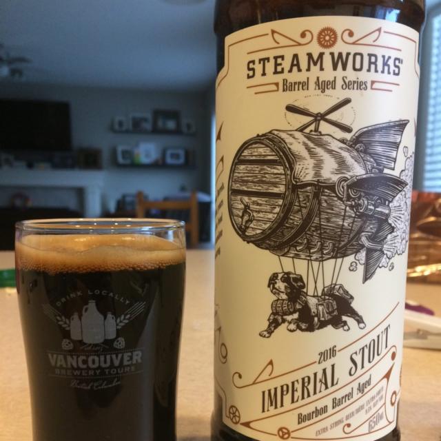 Imperial Stout Bourbon Barrel Aged 9.5%, Steamworks Brewing Company, Canada