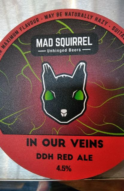 In Our Veins DDH Red Ale 4.5%, Mad Squirrel Brewing, England