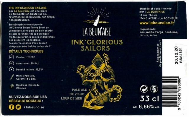 Ink Glorious Sailors 6.6%, La Beun'aise, France