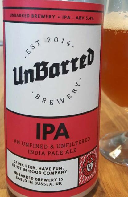 UnBarred IPA 5.4%, UnBarred Brewery, England