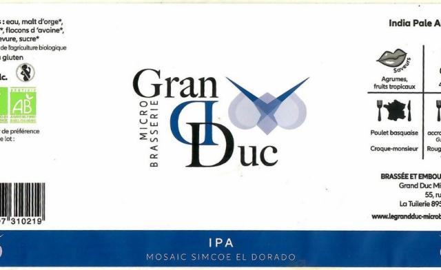 IPA Mosaic Simcoe El Dorado, Microbrasserie Grand Duc