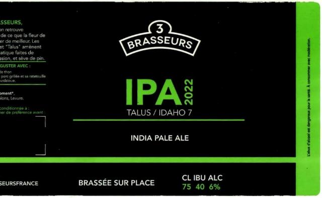 IPA Talus / Idaho 7 6.0%, Les 3 Brasseurs / The 3 Brewers Lille, France