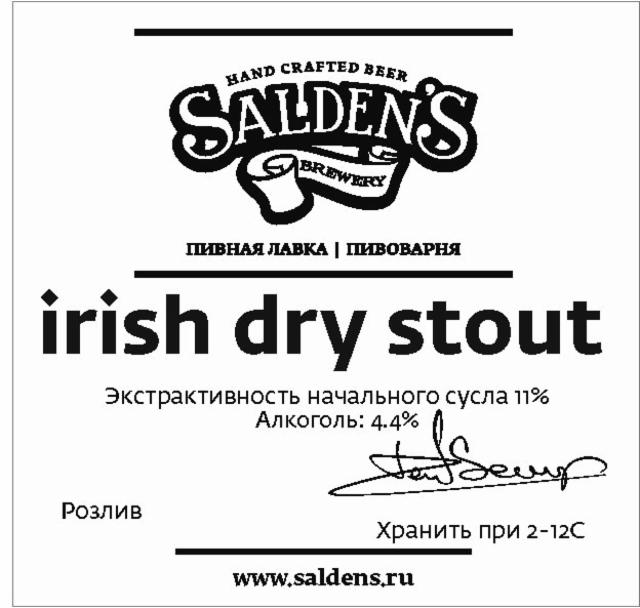 Irish Dry Stout 4.5%, Salden's Brewery, Russia