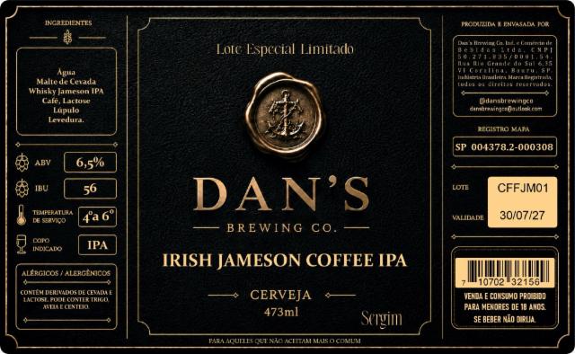 Irish Jameson Coffee IPA, Dan's Brewing Co
