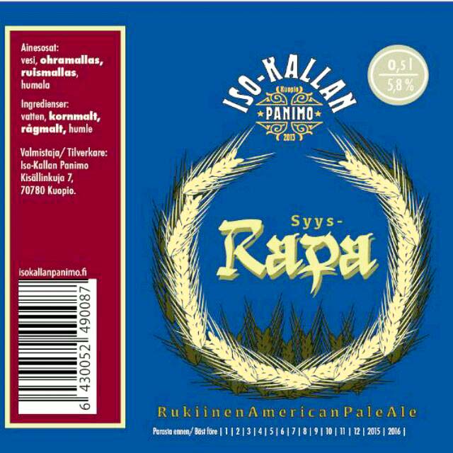 Syys-Rapa 5.8%, Iso-Kallan Panimo, Finland