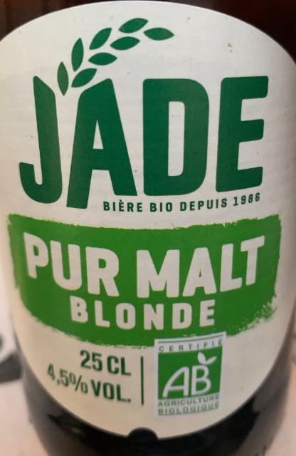 Jade (Bière Biologique) 4.5%, Brasserie Castelain, France