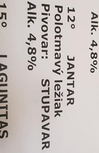 Jantar 4.8%, Pivovar Stupavar, Slovakia