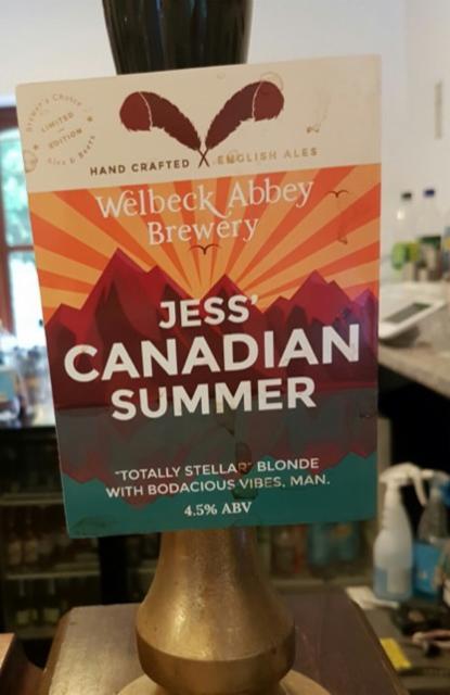 Jess' Canadian Summer 4.5%, Welbeck Abbey Brewery, England