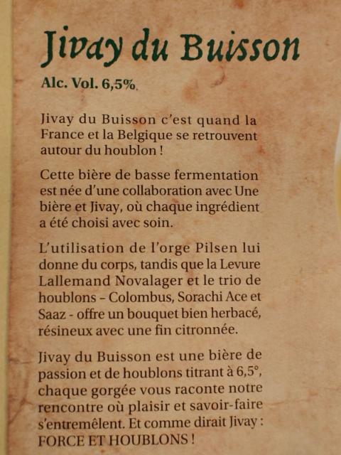 Jivay du Buisson, Brasserie Dubuisson