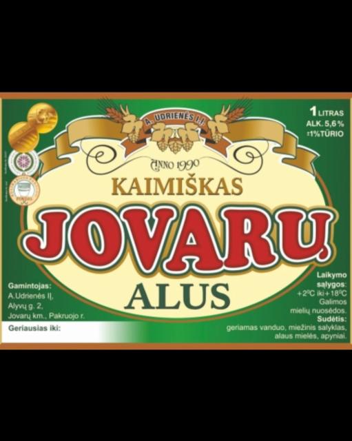 Jovarų Alus, A. Udrienes I.Į. Jovarų Alus