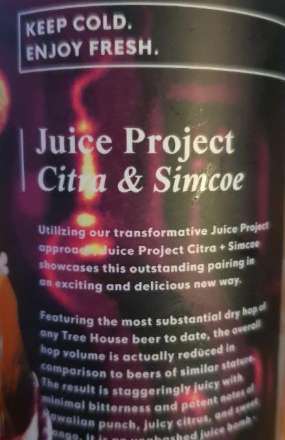 Juice Project - Citra + Simcoe 8.4%, Tree House Brewing Company, United States