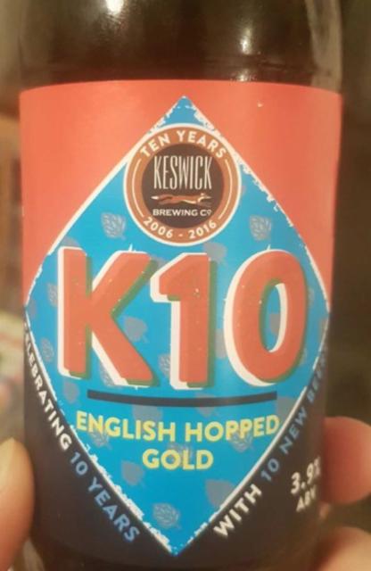 K10 English Hopped Gold 3.9%, Keswick Brewing, England