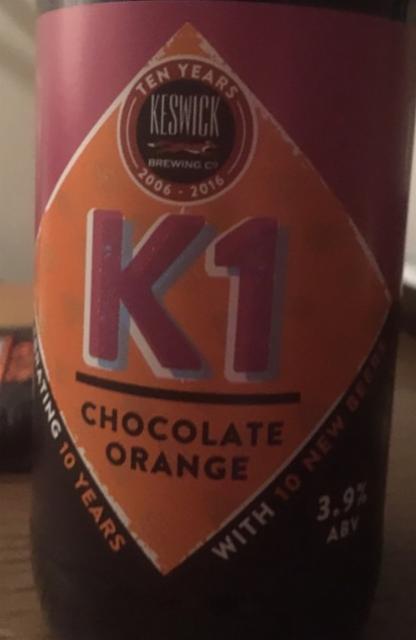 K1 Chocolate Orange Stout 3.9%, Keswick Brewing, England