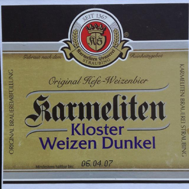 Karmeliten Kloster Weizen Dunkel 5.4%, Karmeliten Brauerei Straubing, Germany