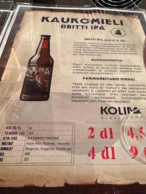 Kaukomieli 6.0%, Kolima Distillery & Brewery, Finland