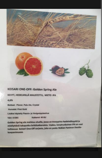 Keisari One-Off Golden Spring Ale 4.6%, Nokian Panimo, Finland