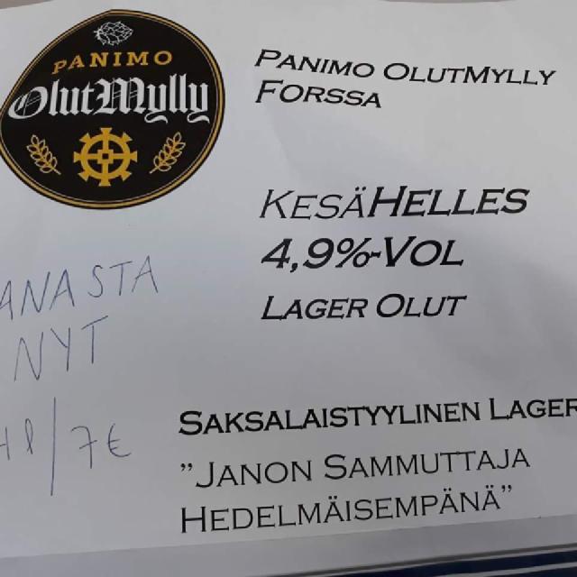 KesäHelles 4.9%, Mylläri – Panimo OlutMylly, Finland