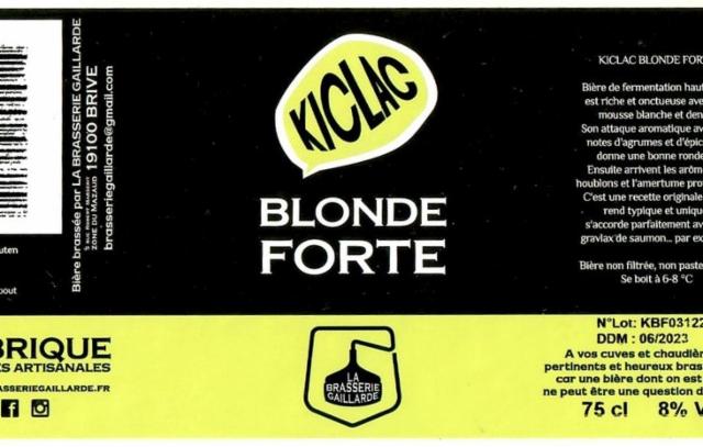 Kiclac Blonde Forte 8.0%, La Brasserie Gaillarde, France