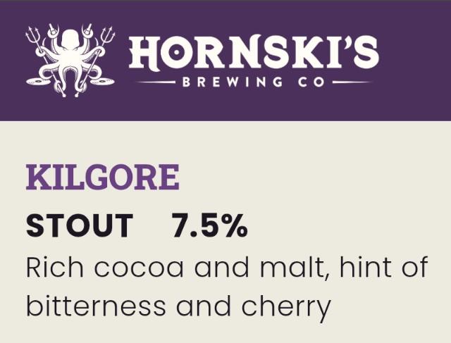 Kilgore Stout 7.5%, Hornski's Brewing Co, United States