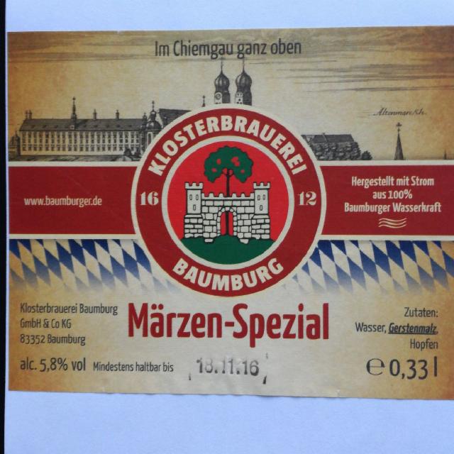 Klosterbrauerei Baumburg Märzen Spezial 5.8%, Klosterbrauerei Baumburg Ludwig Dietl, Germany