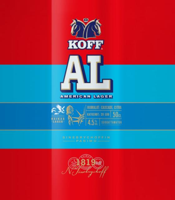 KOFF American Lager 4.5%, Sinebrychoff (Carlsberg Group), Finland