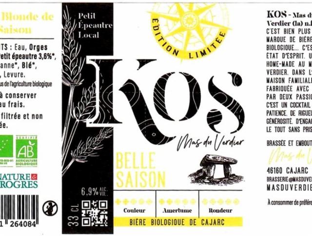 KOS Belle Saison 6.9%, KOS - Mas Du Verdier, France