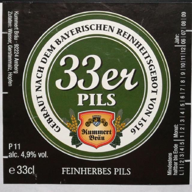 33er Pils 4.9%, Brauerei Kummert, Germany