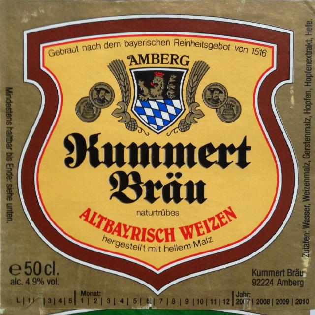 Altbayerisch Weizen 4.9%, Brauerei Kummert, Germany