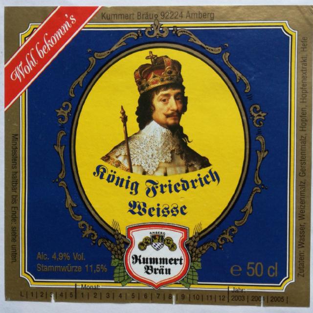 König Friedrich Weisse 4.9%, Brauerei Kummert, Germany