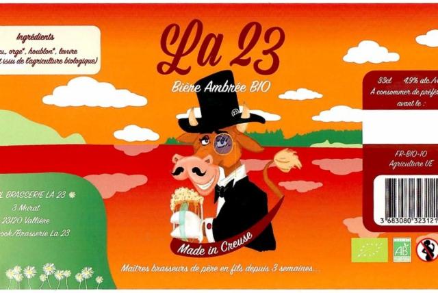 La 23 Ambrée Bio 4.9%, Brasserie La 23, France