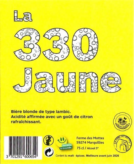 La 330 Jaune, Brasserie De La Ferme Des Mottes