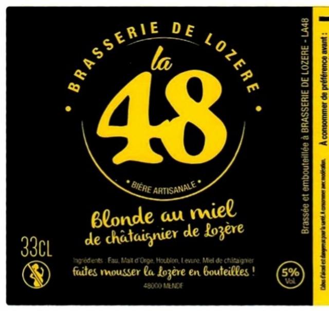 La 48 Blonde Au Miel De Châtaignier De Lozère 5.0%, Brasserie De Lozère (La 48), France