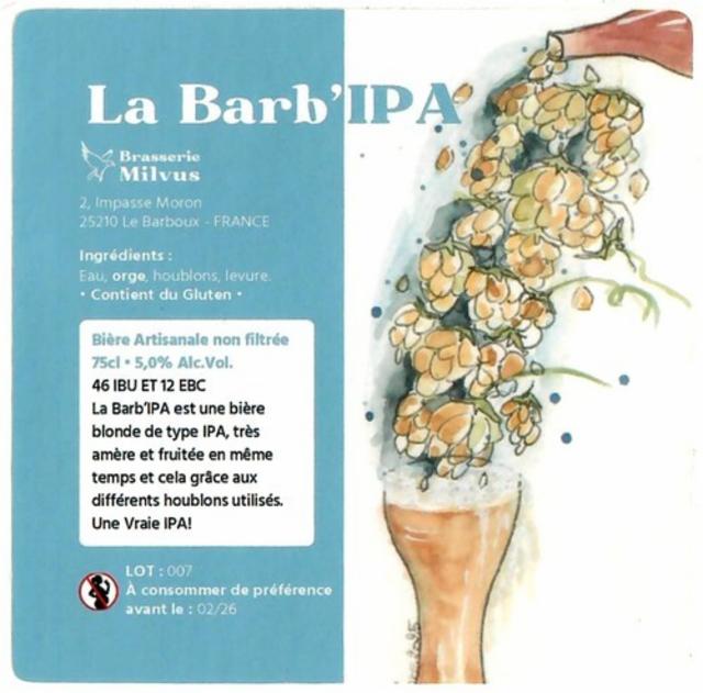 La Barb' IPA, Brasserie Milvus