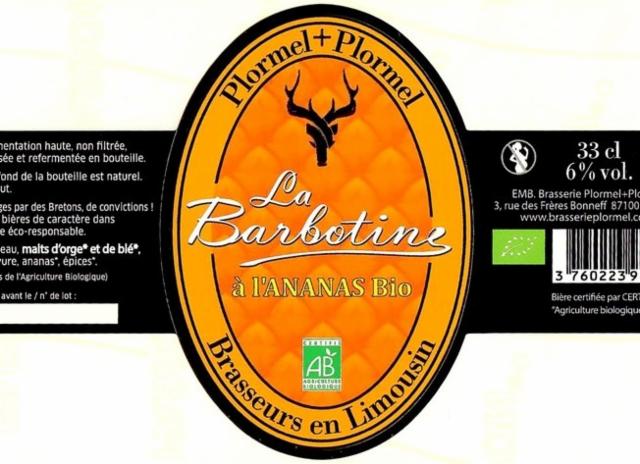 La Barbotine À L'Ananas 6.0%, Brasserie Plormel (Ermin, La Barbotine), France