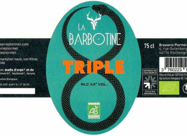 La Barbotine Triple, Brasserie Plormel (Ermin, La Barbotine)
