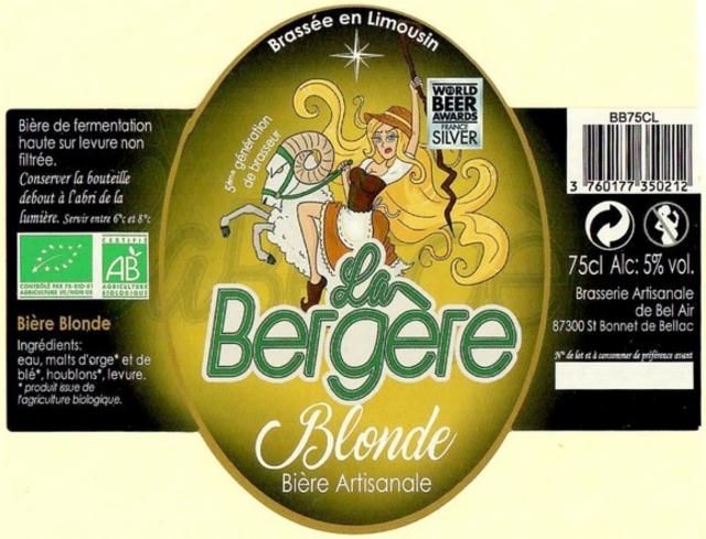 La Bergère Blonde 5.0%, Brasserie De Bel Air - La Bergère, France
